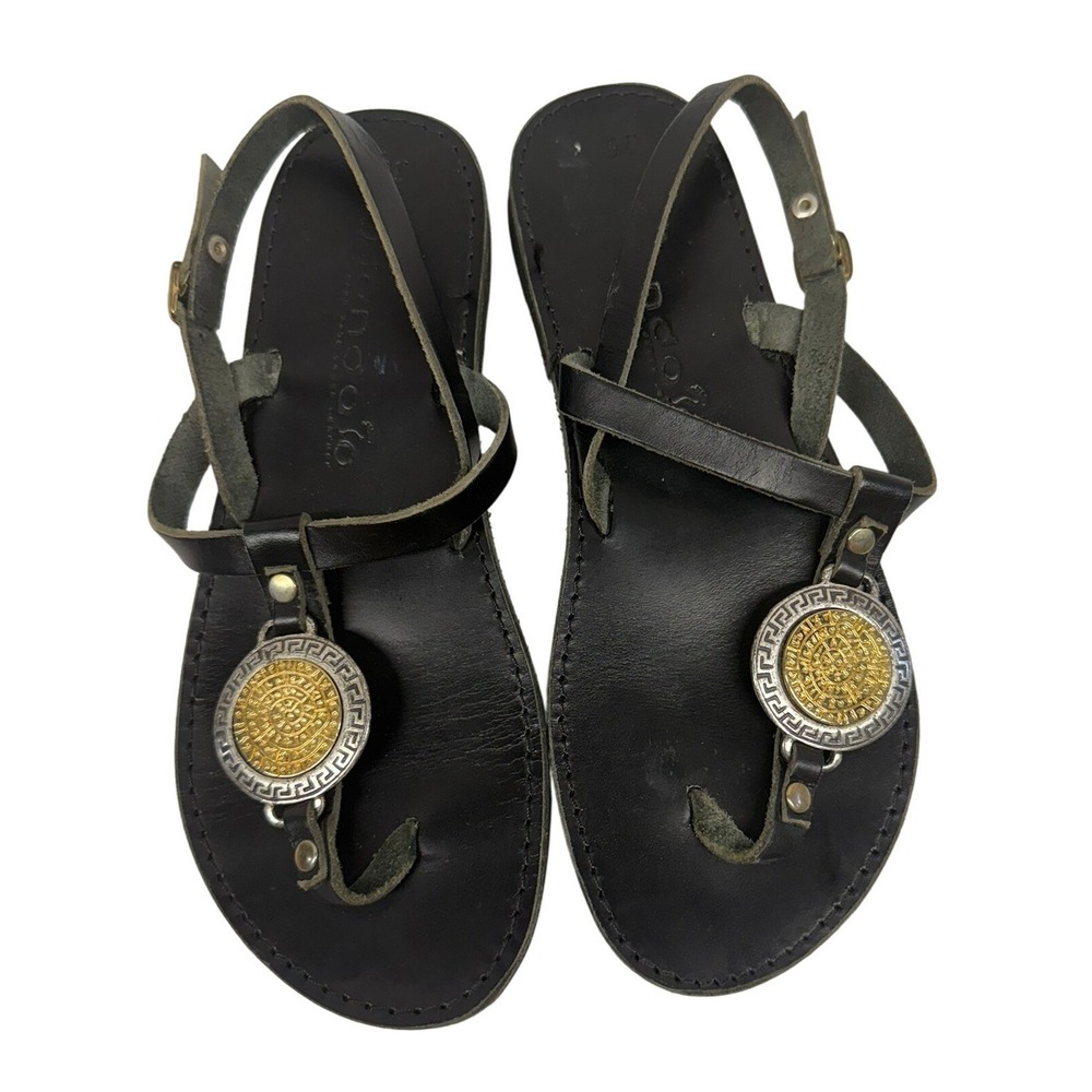 Sandalo Handmade Greek Leather Womens‎ Black Strappy Grecian Sandals EU 36